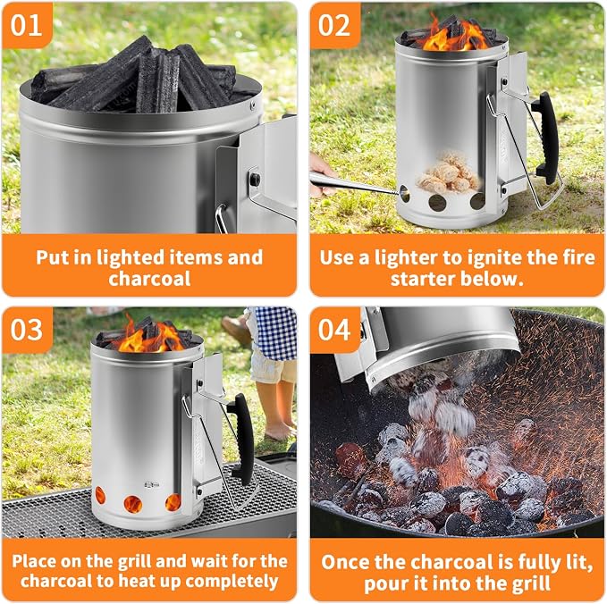 7.5X12inch XL Charcoal Chimney Starter - Image 8