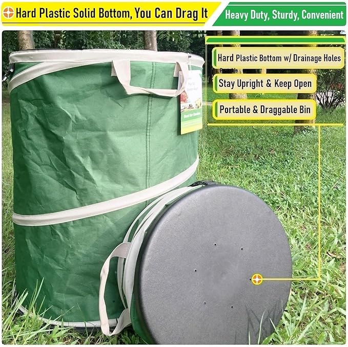 46-Gallon Collapsible Trash Can Hard-Shell Bottom Yard Garden Bag, Big Leaf Bag - Image 6