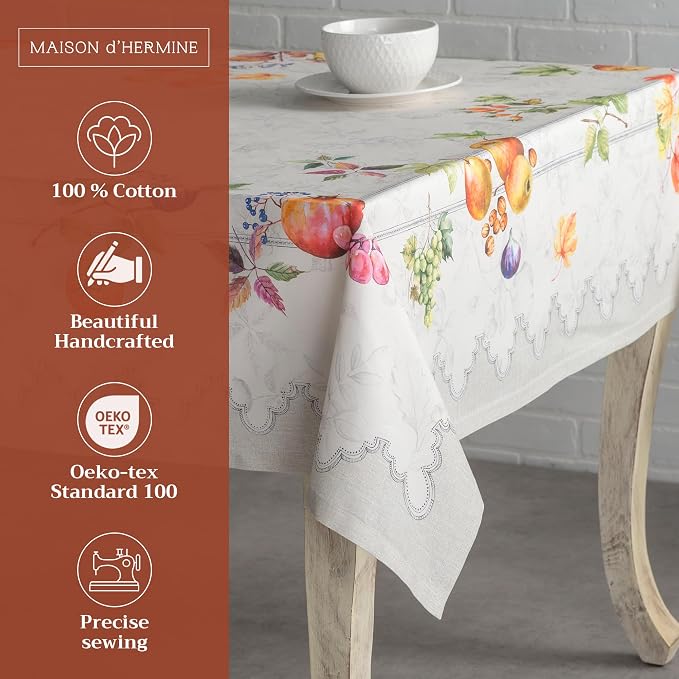Maison d' Hermine Table Cloth Square Table 100% Cotton 54 x 54 Inches Fall - Image 2