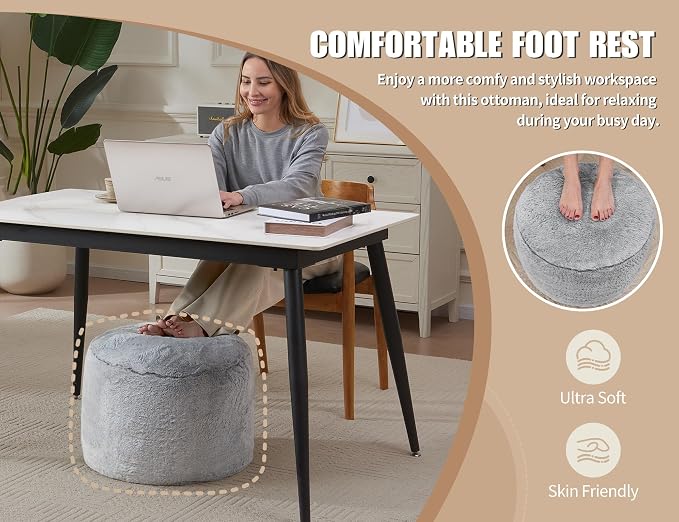 Boho Ottoman Living Room Furniture 20"x15" Large Round Ottomans Pouf Couch Foot - Image 8