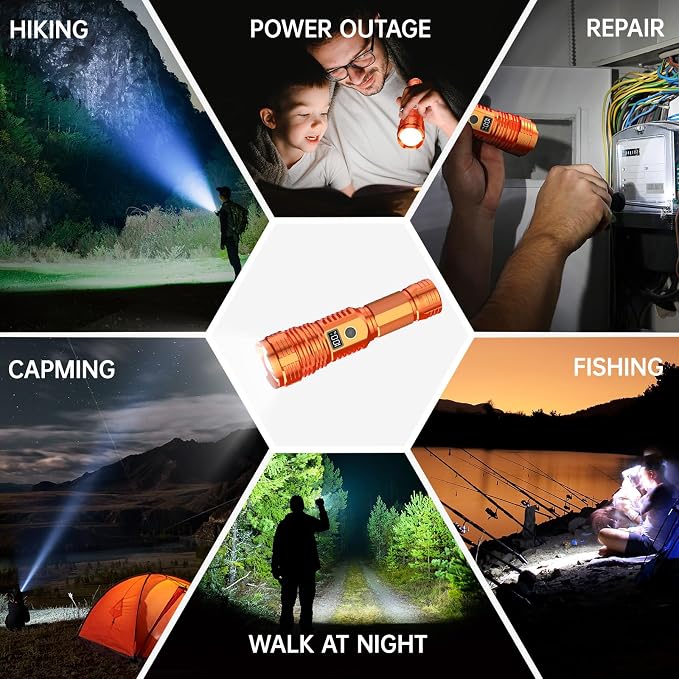 Flashlights High Lumens Rechargeable, LED Super Bright Flash Light Long Beam - Image 8