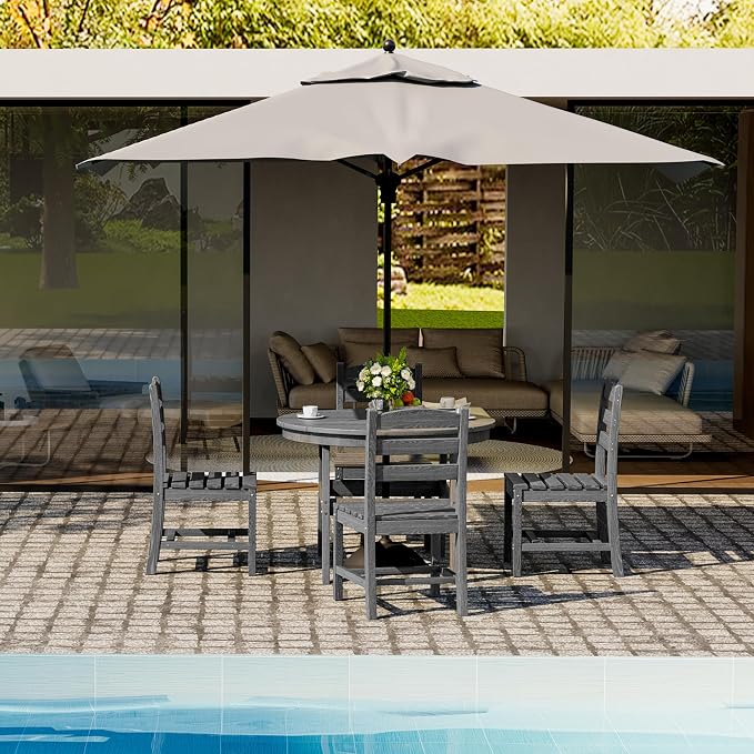 Pamapic 5 PCS Round Outdoor Dining Set, HDPE Outdoor Table and Chairs - Image 6