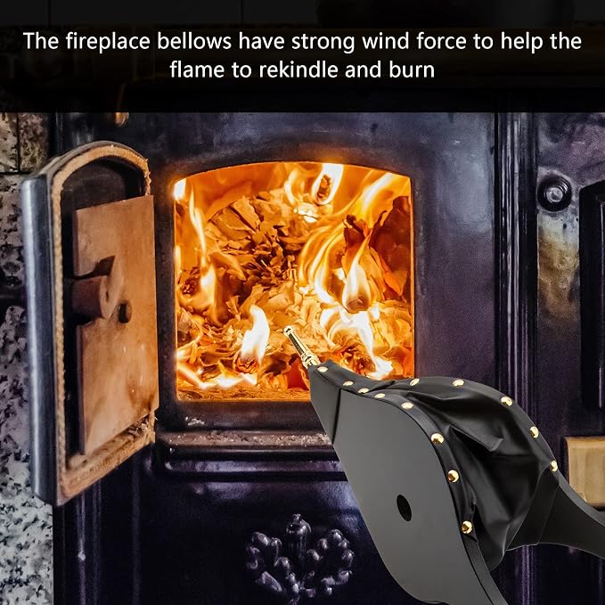 Bellows for Fire Pit Wood Stove Camping, Cast Nozzle Fireplace Bellows Outdoor - Image 5