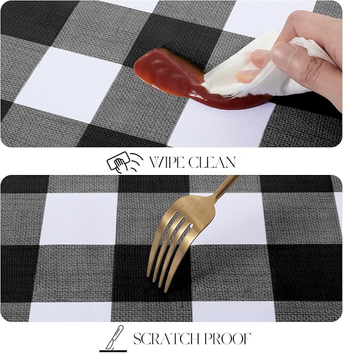 MOSAYT Rectangle Vinyl Tablecloth, 100% Waterproof Buffalo Gingham Plastic - Image 5