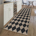 Easy Jute Checkered Runner Rug, 2.6x8 Black Modern Washable Rugs Runner by Rugalia