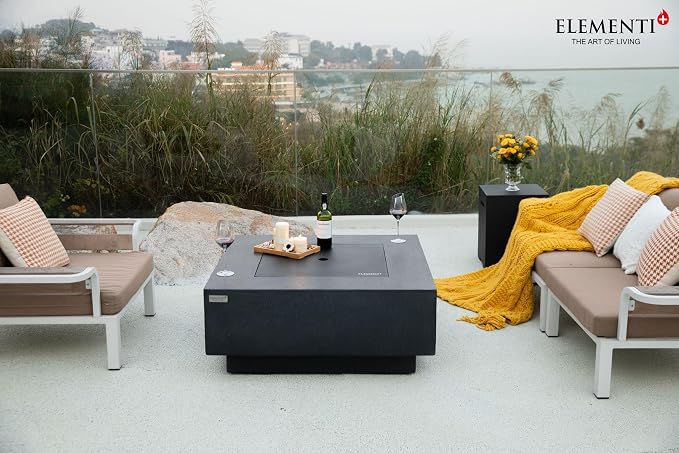 Elementi+ | Bergen Gas Fire Pit Cast Concrete 40" Square Fire Table, Outdoor - Image 6