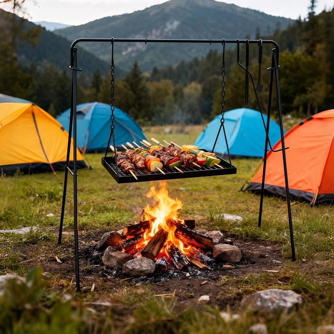 Campfire Swing Grill with Adjustable Grill Cooking Rack, Camp Fire Cooking - Image 4