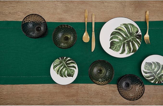 Solino Home Linen Rainforest Green Table Runner 90 Inches Long - Image 3