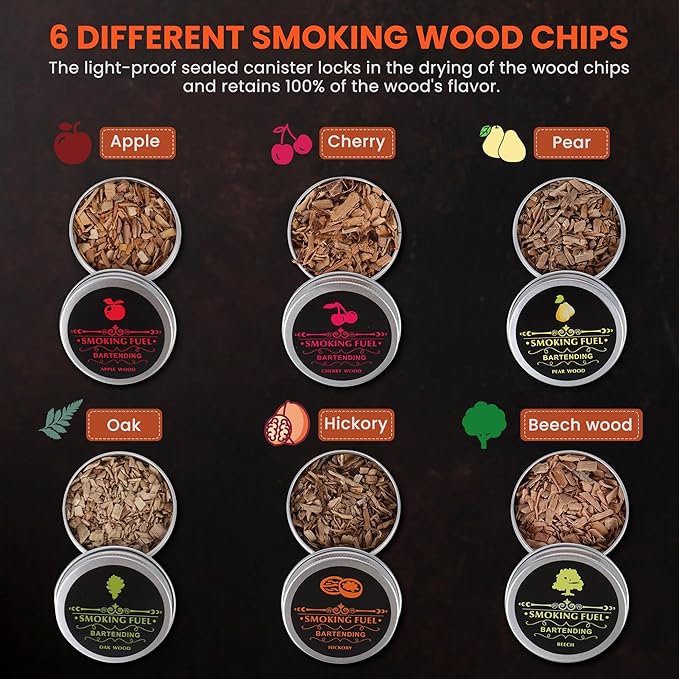 Cocktail Smoker Kit with Torch, 6 Flavors Wood Chips - Image 4