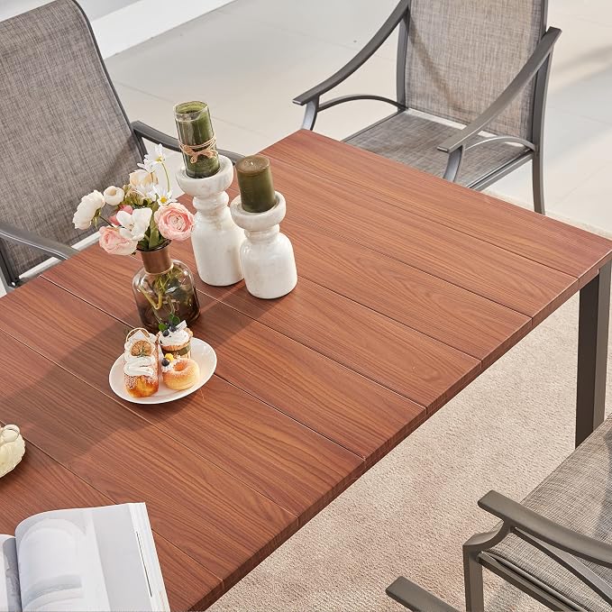 VICLLAX Outdoor Dining Table for 6, 63 Inch Rectangle Patio Dining Table for - Image 2