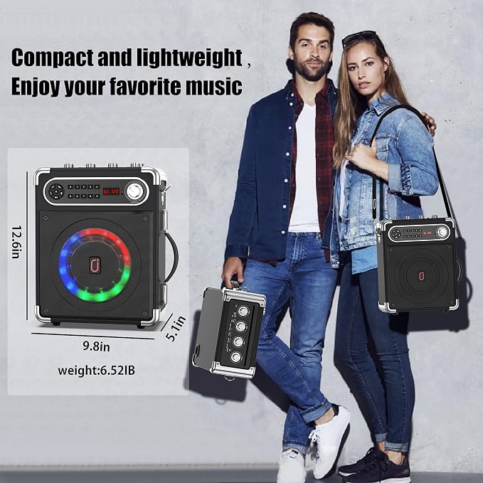 JYX Karaoke Machine with Two Wireless Microphones, Portable Bluetooth Speaker - Image 7