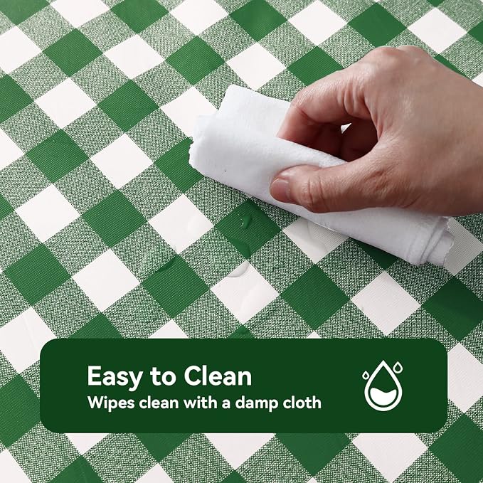 Romanstile Rectangle Vinyl Tablecloth, 100% Waterproof Buffalo Gingham Plastic - Image 2