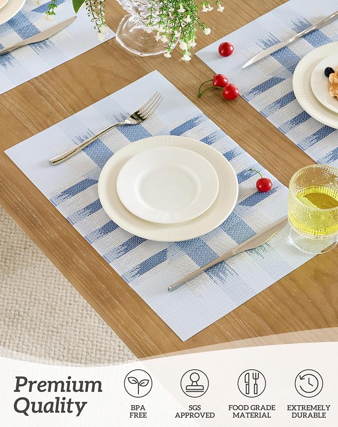 Leetaltree Geometric Print Blue Placemats Set of 4 - Image 2