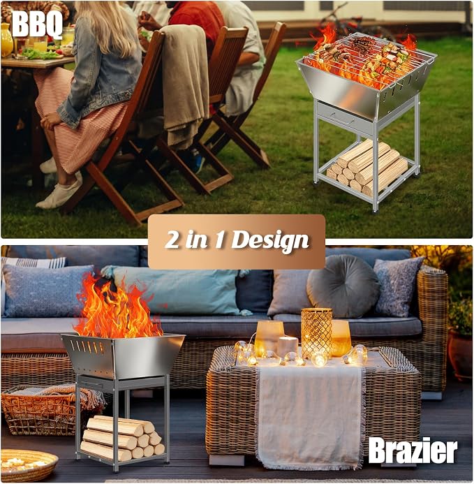 Stainless Steel Inch Square Wood Fire Pit - Image 2