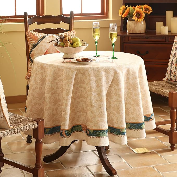 patdrea Designer Vintage Small Round Table Cloth, French Tropical Style - Image 2