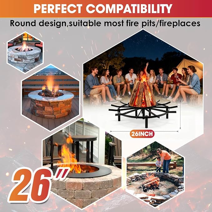 Fire Pit Grate & Fireplace Grate, Heavy Duty Heat Resistant Campfire Grill - Image 3