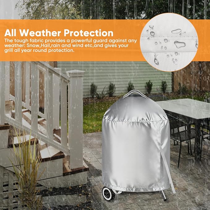 iCOVER Grill Cover for Weber 22 Inch Charcoal Kettle- Heavy Duty Waterproof BBQ - Image 5