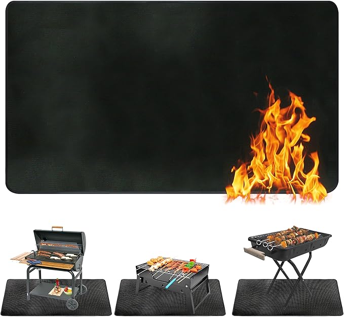 Grill Floor Mat 48 x 30 Inch Fiberglass Silicone Foldable