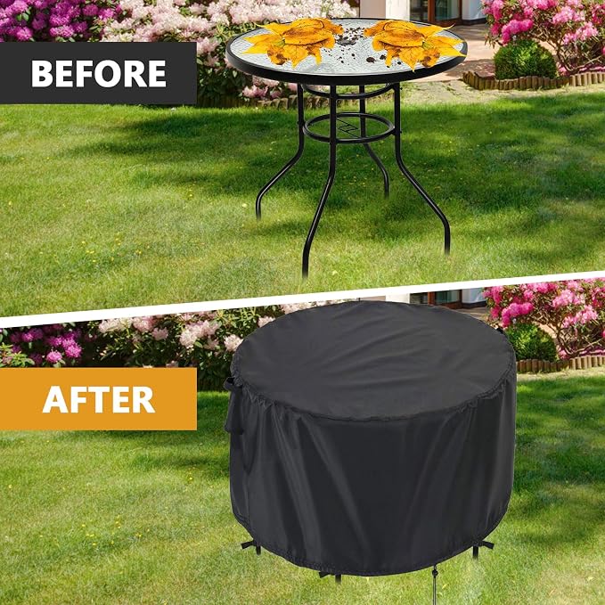 Kingling Patio Furniture Covers Waterproof, Round Patio Table Cover 90 inch - Image 4