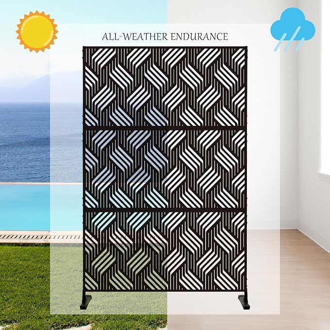Kozyard Metal Privacy Screen 74" H x 47.2" W Decorative Outdoor Divider - Image 5