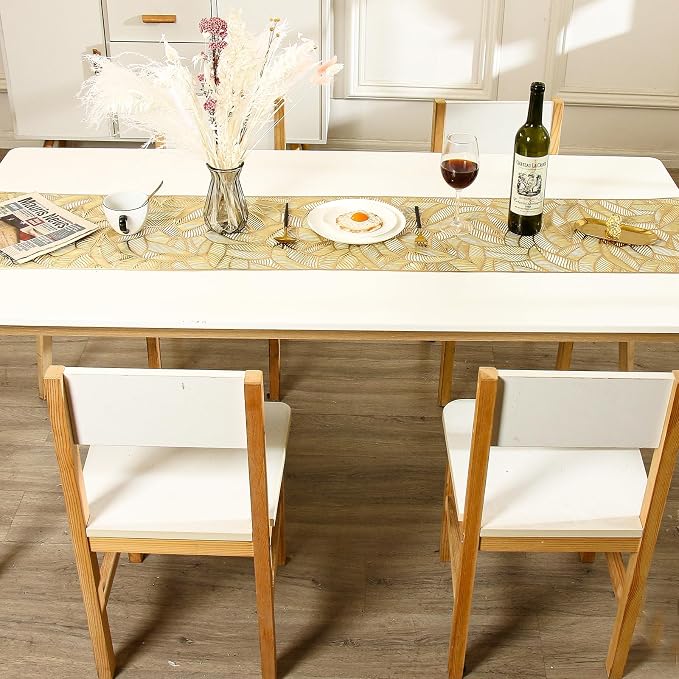 FAVE Gold Table Runner 72 inches Long Heat Resistant Hallowed-Out Vinyl - Image 4