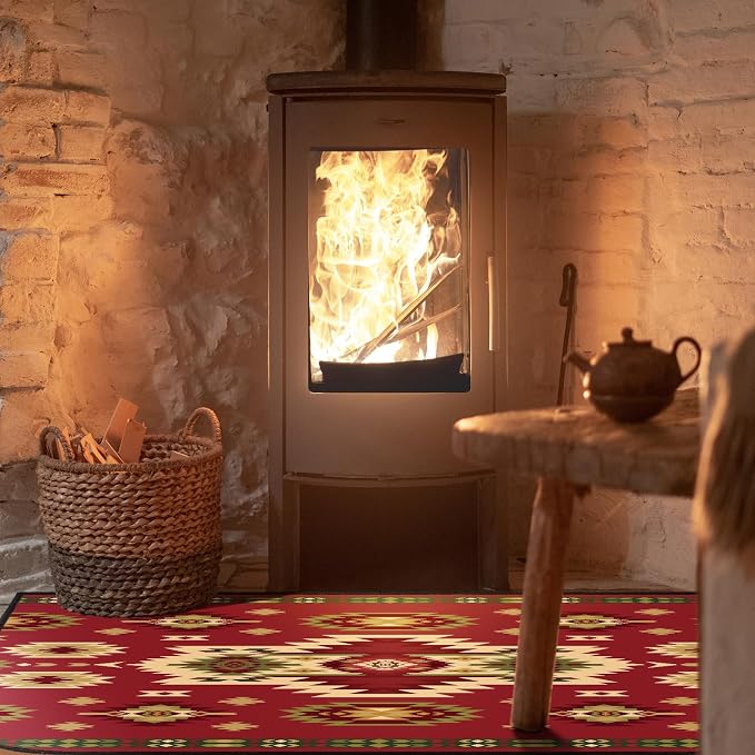 Demissle Cabin Fireplace Hearth Rug Fireplace Mats Cabin Southwestern Fireproof - Image 6