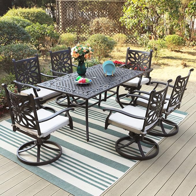 Sophia & William 6-Person Rectangular Cast Aluminium Outdoor Dining Table - Image 7