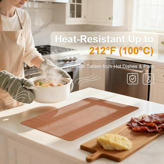 Faux Leather Placemats Set of 6 – 17x12 Inch Vinyl Table Mats, Heat Resistant - Image 7