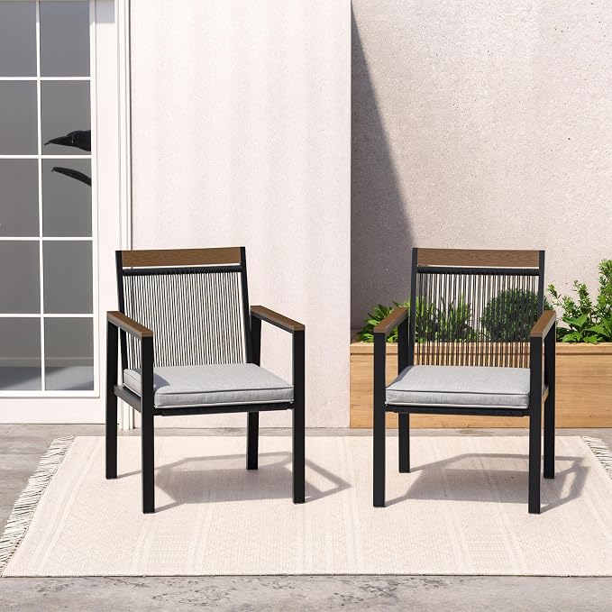 Set of 2 Outdoor Dining Chairs – Ergnomic Patio Seating - Image 3