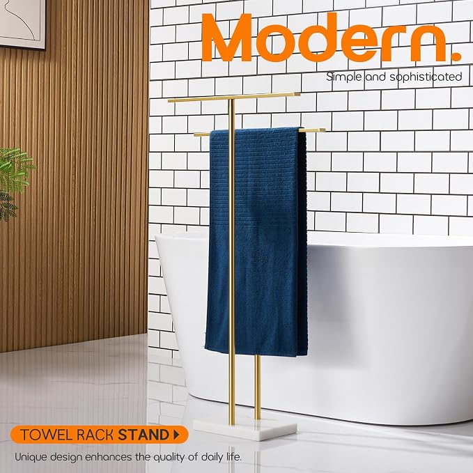 Standing Towel Rack for Bathroom 2-Tier Towel Holder Free Stand - Image 4