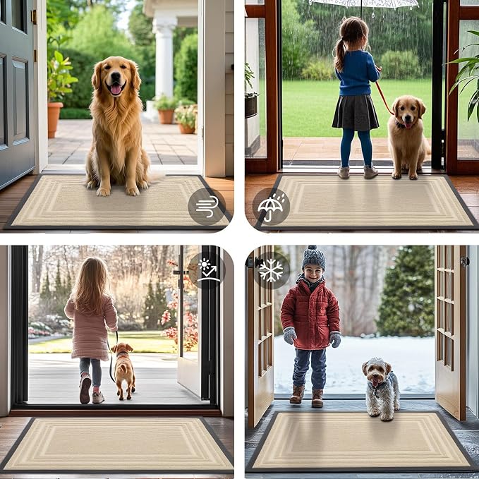 Buganda Front Door Mat Indoor Outdoor Entrance, Non-Slip Natural Rubber Doormats - Image 7