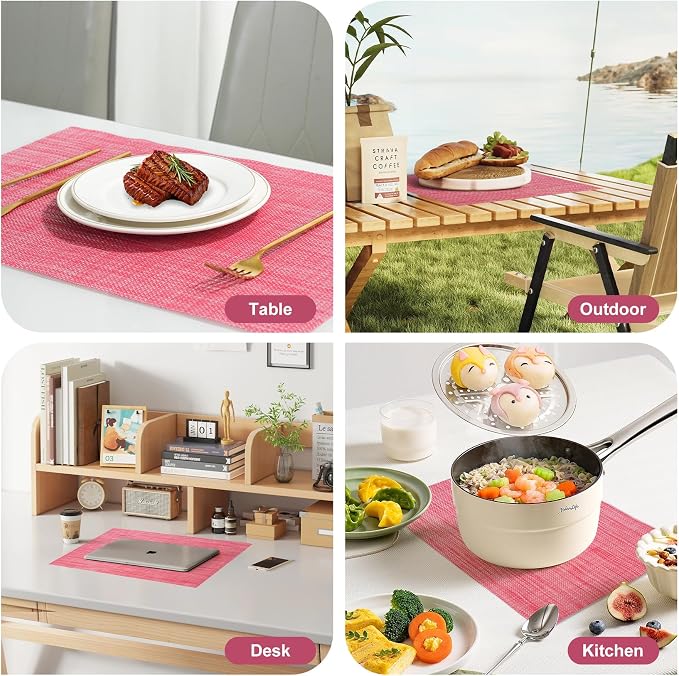 Placemats Set of 8，Christmas Decoration Non-Slip PVC Weave Table Mats Easy to - Image 7