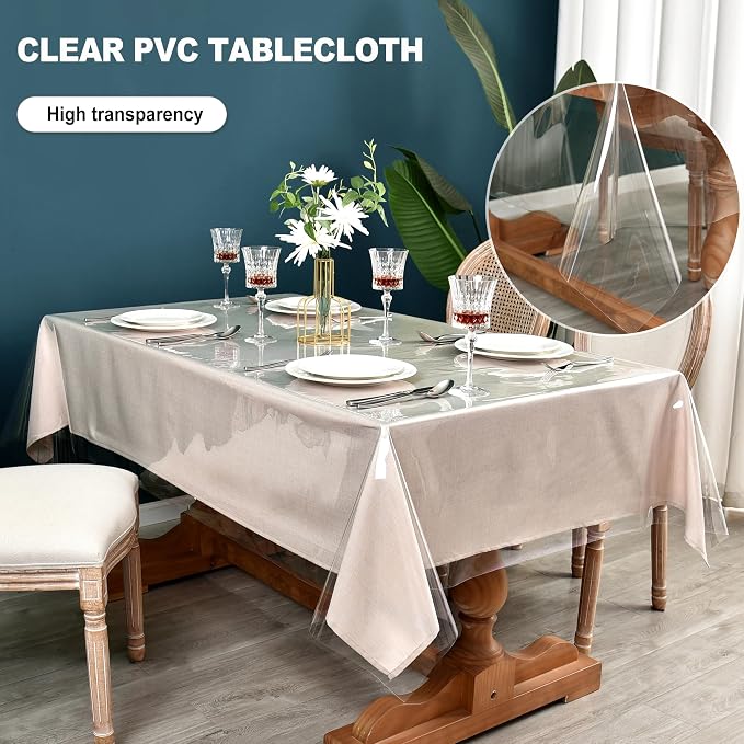 Nasitos 2 Pack Clear Plastic Table Cloth Protector 54x78 Inch-100% Waterproof - Image 7
