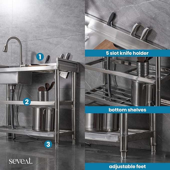 Stainless Steel Utility Sink Freestanding Laundry Sink - Image 4