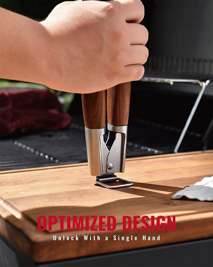 Heavy-Duty Heat-Treated Ash Wood BBQ Grilling Tools Set | Extra-Thick Stainless - Image 5