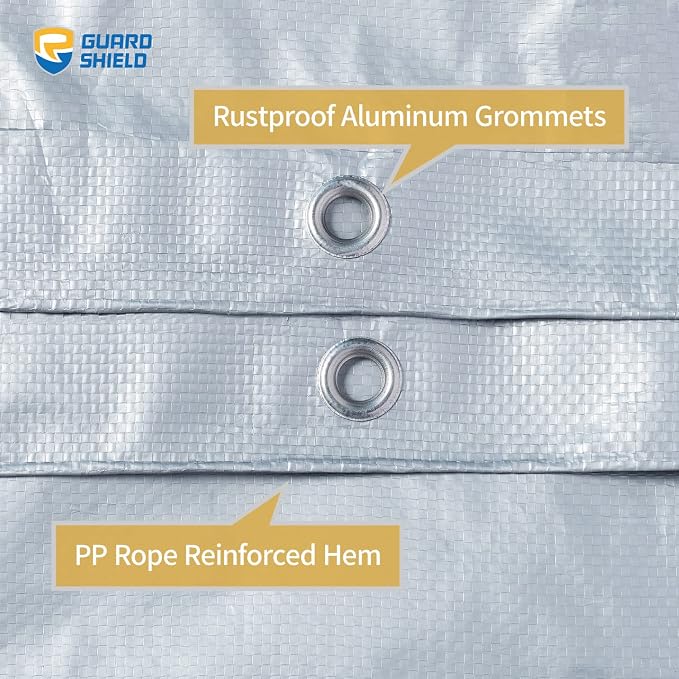 GUARD SHIELD Silver Tarp Waterproof 12x14 Feet Medium Duty All Purpose Poly - Image 4