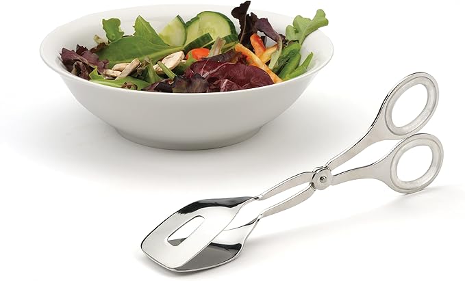 Stainless Steel Serving Tongs with Acrylic Handle Inserts, 10-Inch