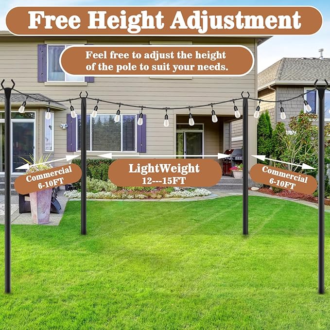 7 Pack String Light Poles, Metal Poles - Image 6