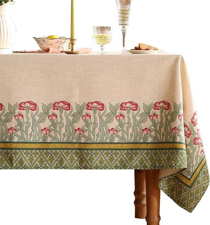 patdrea Designer Green Long Tablecloth by Welcometopatdrea