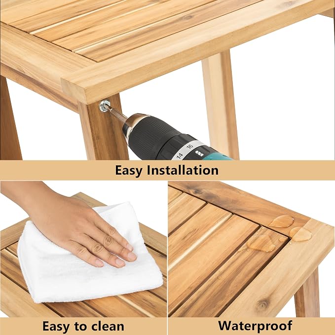 Double Adirondack Side Table, Weather-Resistant Rectangular End Table - Image 5