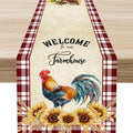Rooster Table Runner, Farmhouse Red Plaid Sunflower Floral Chicken Farm Cow Pig by Unknown