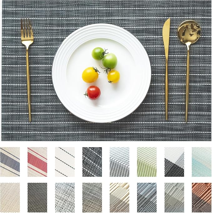 Placemats Set of 4 Vinyl/Plastic Woven Place Mats by Unknown