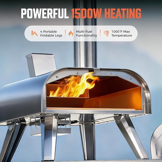 BIG HORN OUTDOORS 12" Dual Fuel Pizza Oven – Electric & Wood Pellet, Indoor & - Image 4