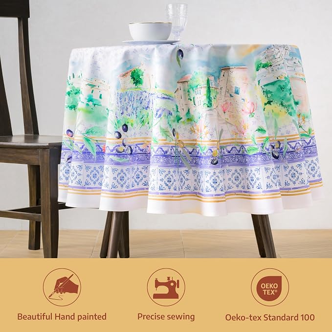 Maison d'Hermine Premium Table Cloth Round Table 100% Cotton 70 Inches - Image 2