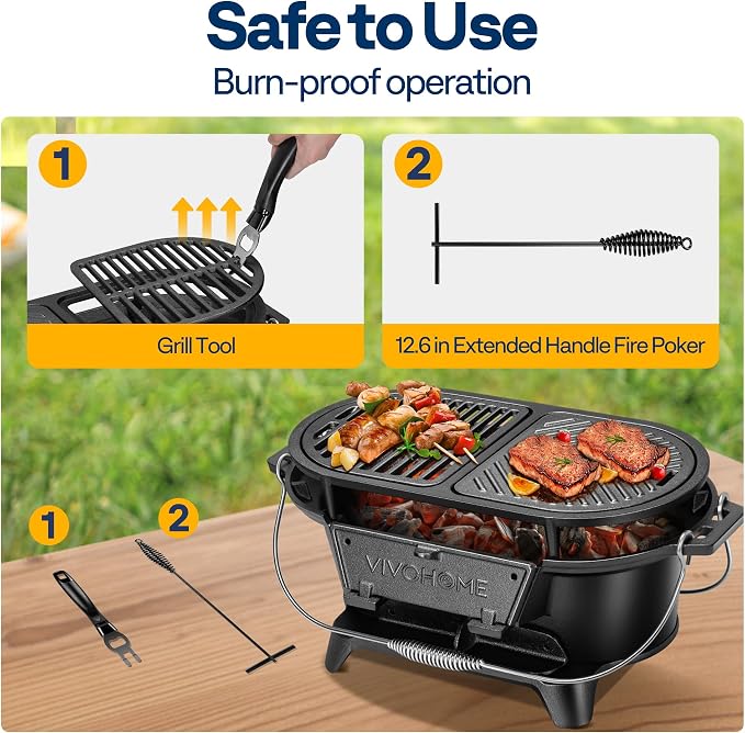 VIVOHOME Oval Cast Iron Grill - Image 6
