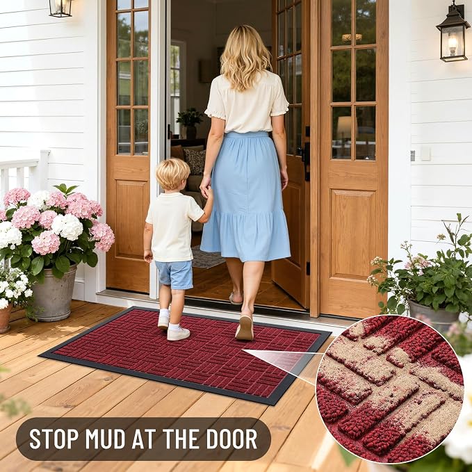 OLANLY Front Door Mat Outside Entrance 71x47, Heavy Duty Sturdy Natural Rubber - Image 6