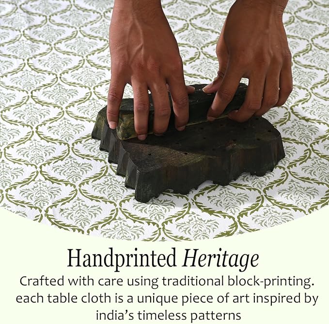 CPC Fern Regal Tablecloth 100% Cotton 60x90 Inch Indian Block Print Rectangle - Image 5