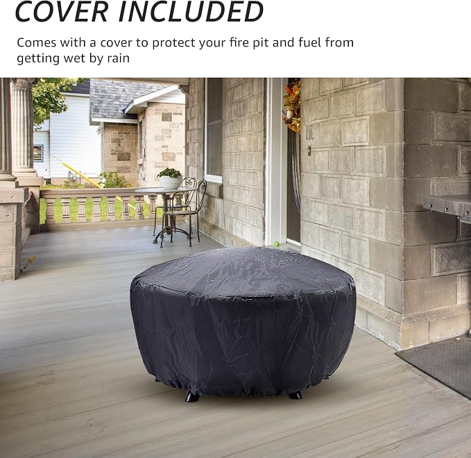 NATURAL EXPRESSIONS 32 Inch Outdoor Fire Pit, Wood Burning Fire Pits - Image 5