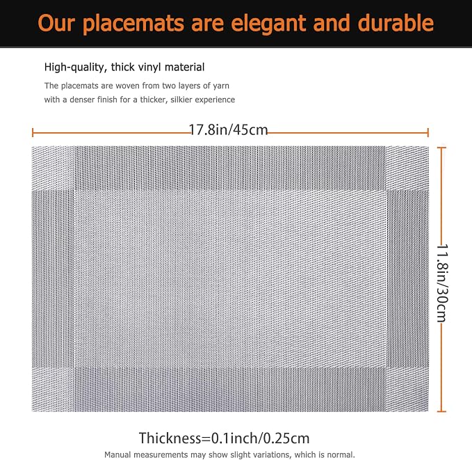 Placemats Set of 12 Washable&Wipeable Silver Place mats - Image 3