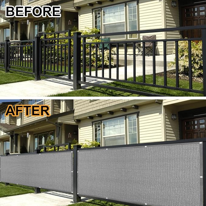 Eden's Decor Balcony Privacy Screen Grey 4'x 17' Cover Mesh Windscreen - Image 7